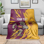 Personalized Brisbane Broncos Blanket Dynamic Lightning Mascot Rugby Australia