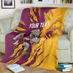 Personalized Brisbane Broncos Blanket Dynamic Lightning Mascot Rugby Australia