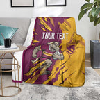 Personalized Brisbane Broncos Blanket Dynamic Lightning Mascot Rugby Australia