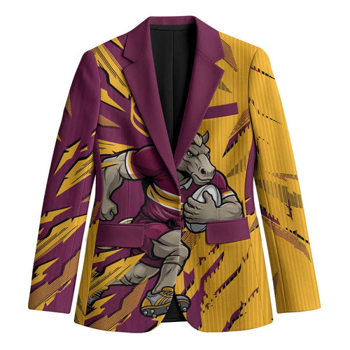 Personalized Brisbane Broncos Blazer Dynamic Lightning Mascot Rugby Australia
