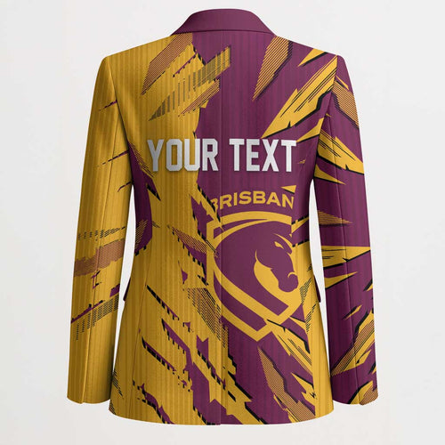 Personalized Brisbane Broncos Blazer Dynamic Lightning Mascot Rugby Australia