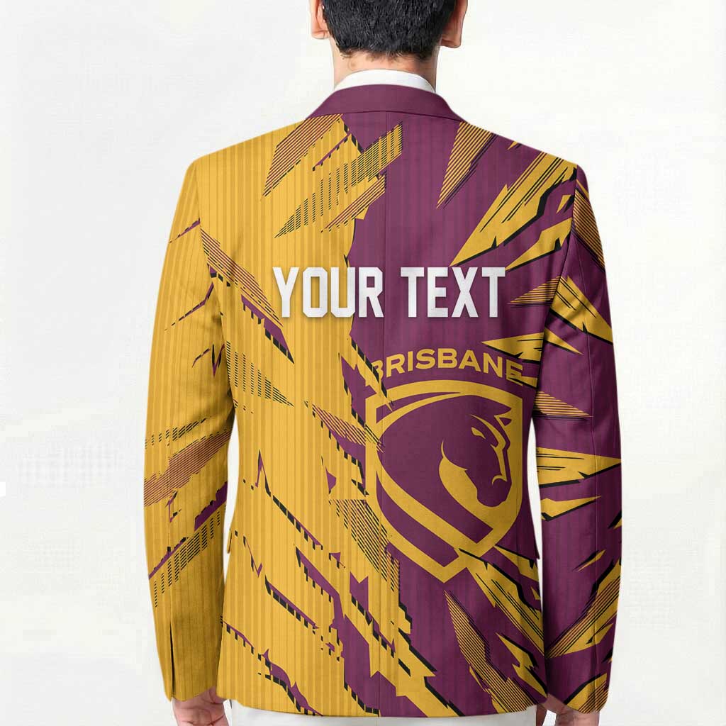 Personalized Brisbane Broncos Blazer Dynamic Lightning Mascot Rugby Australia