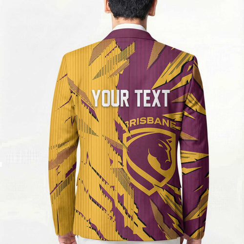 Personalized Brisbane Broncos Blazer Dynamic Lightning Mascot Rugby Australia