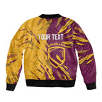 Personalized Brisbane Broncos Bomber Jacket Dynamic Lightning Mascot Rugby Australia