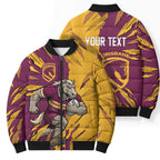 Personalized Brisbane Broncos Bomber Puffer Jacket Dynamic Lightning Mascot Rugby Australia