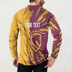 Personalized Brisbane Broncos Button Sweatshirt Dynamic Lightning Mascot Rugby Australia