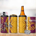 Personalized Brisbane Broncos 4 in 1 Can Cooler Tumbler Dynamic Lightning Mascot Rugby Australia