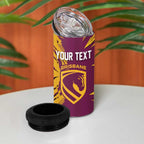 Personalized Brisbane Broncos 4 in 1 Can Cooler Tumbler Dynamic Lightning Mascot Rugby Australia