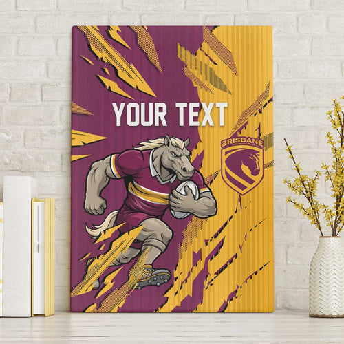 Personalized Brisbane Broncos Canvas Wall Art Dynamic Lightning Mascot Rugby Australia