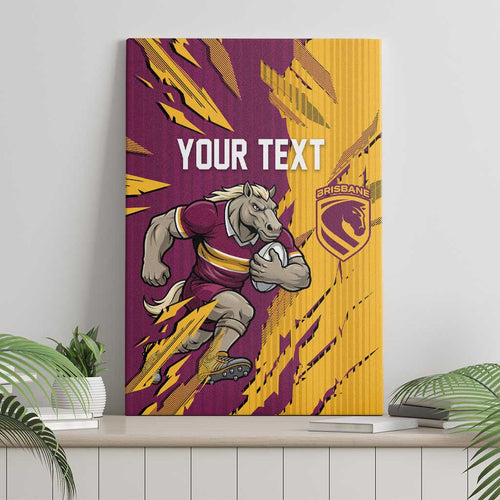 Personalized Brisbane Broncos Canvas Wall Art Dynamic Lightning Mascot Rugby Australia