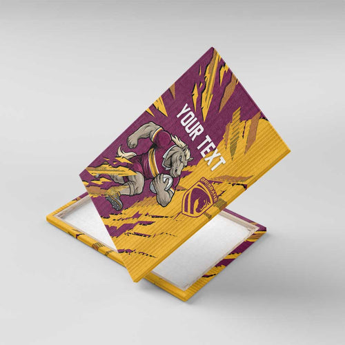 Personalized Brisbane Broncos Canvas Wall Art Dynamic Lightning Mascot Rugby Australia