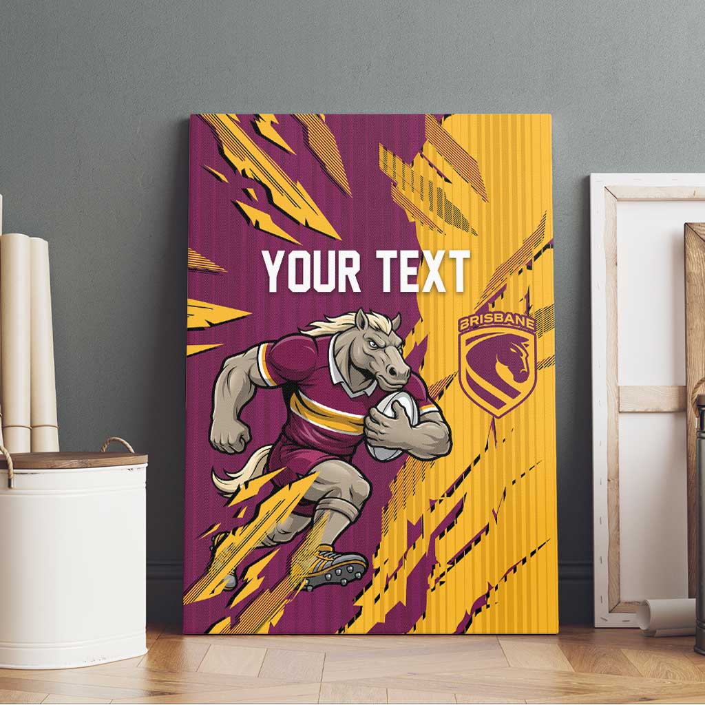 Personalized Brisbane Broncos Canvas Wall Art Dynamic Lightning Mascot Rugby Australia