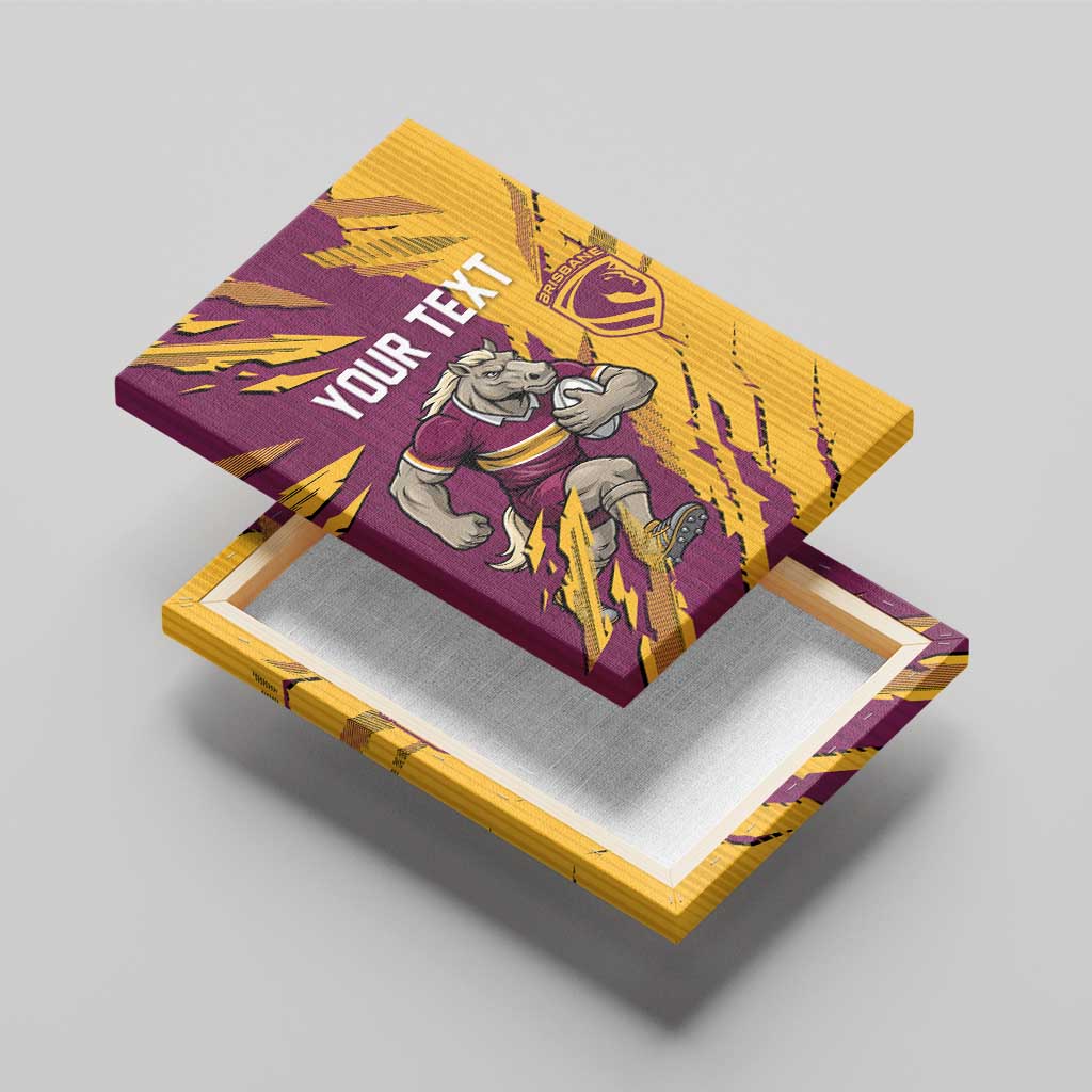 Personalized Brisbane Broncos Canvas Wall Art Dynamic Lightning Mascot Rugby Australia