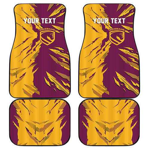 Personalized Brisbane Broncos Car Mats Dynamic Lightning Mascot Rugby Australia