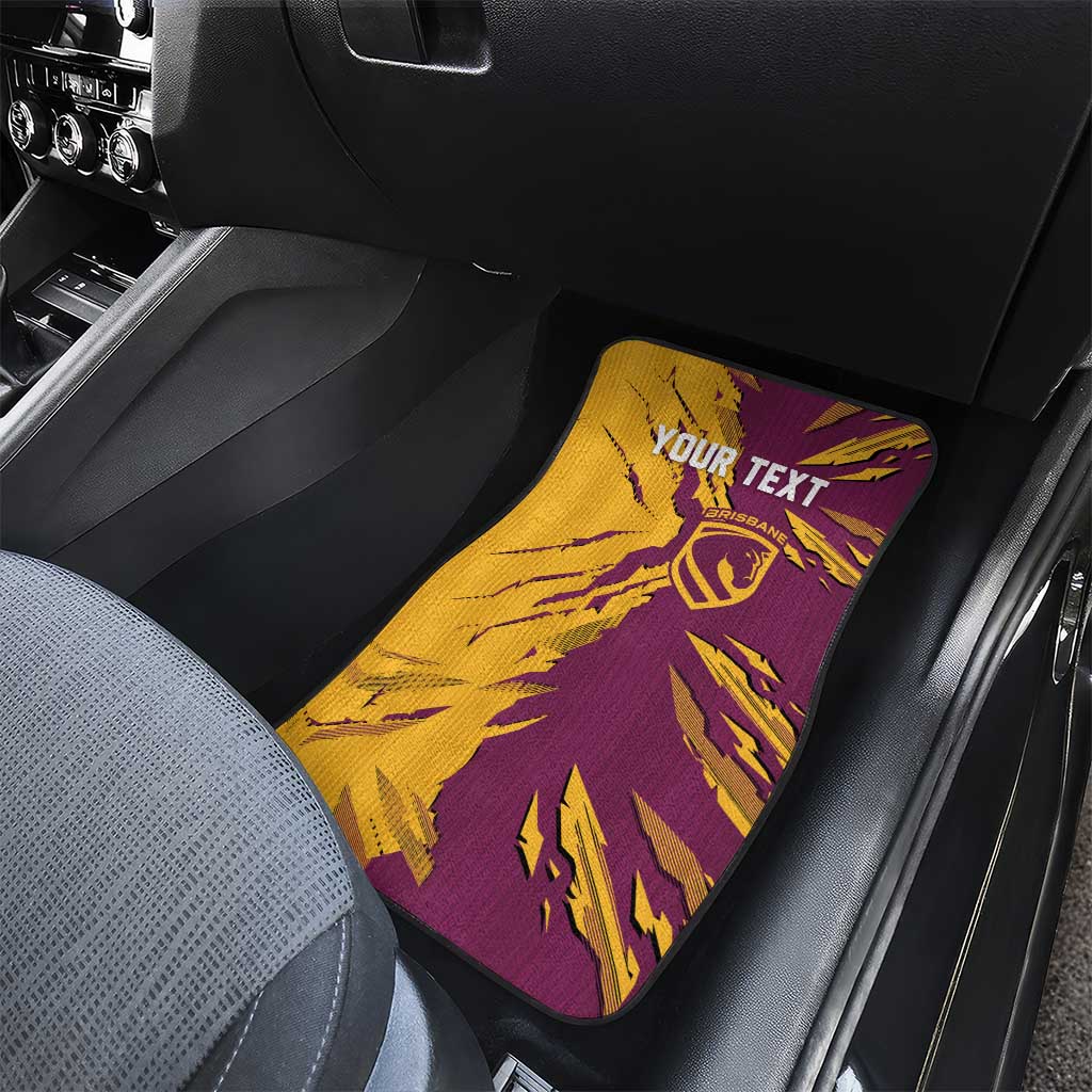 Personalized Brisbane Broncos Car Mats Dynamic Lightning Mascot Rugby Australia