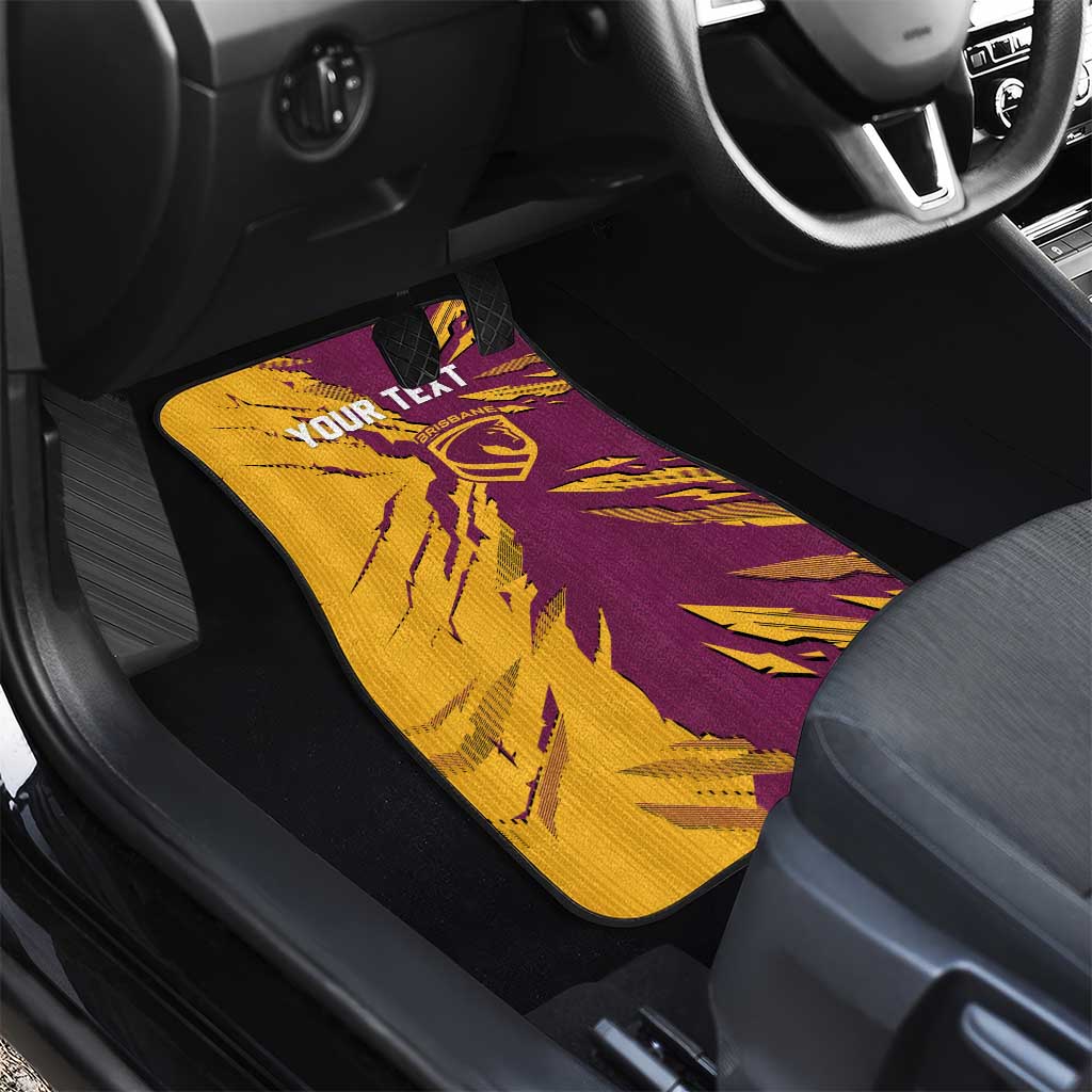 Personalized Brisbane Broncos Car Mats Dynamic Lightning Mascot Rugby Australia