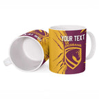 Personalized Brisbane Broncos Ceramic Mug Dynamic Lightning Mascot Rugby Australia