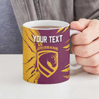 Personalized Brisbane Broncos Ceramic Mug Dynamic Lightning Mascot Rugby Australia