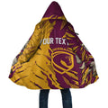 Personalized Brisbane Broncos Cloak Dynamic Lightning Mascot Rugby Australia