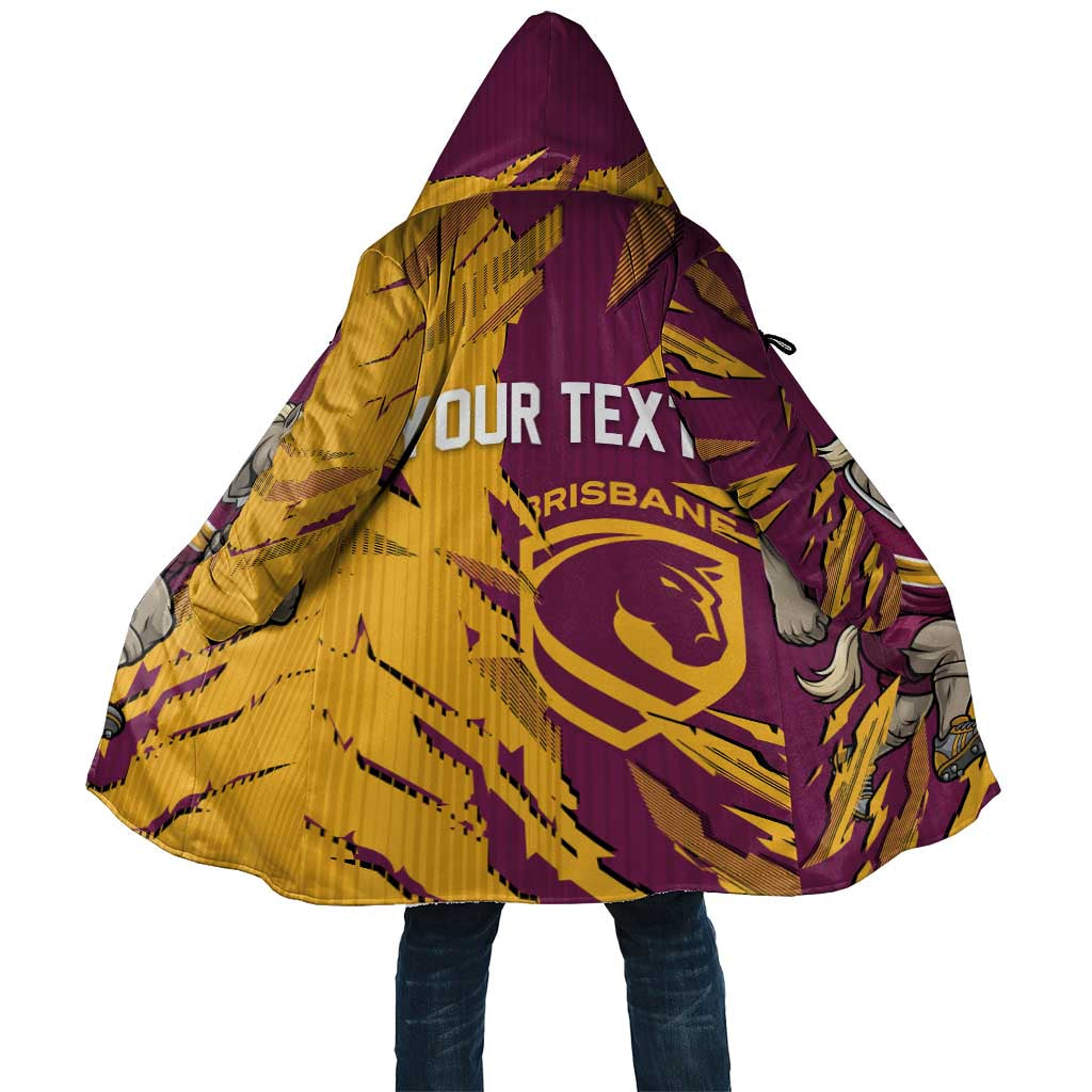 Personalized Brisbane Broncos Cloak Dynamic Lightning Mascot Rugby Australia