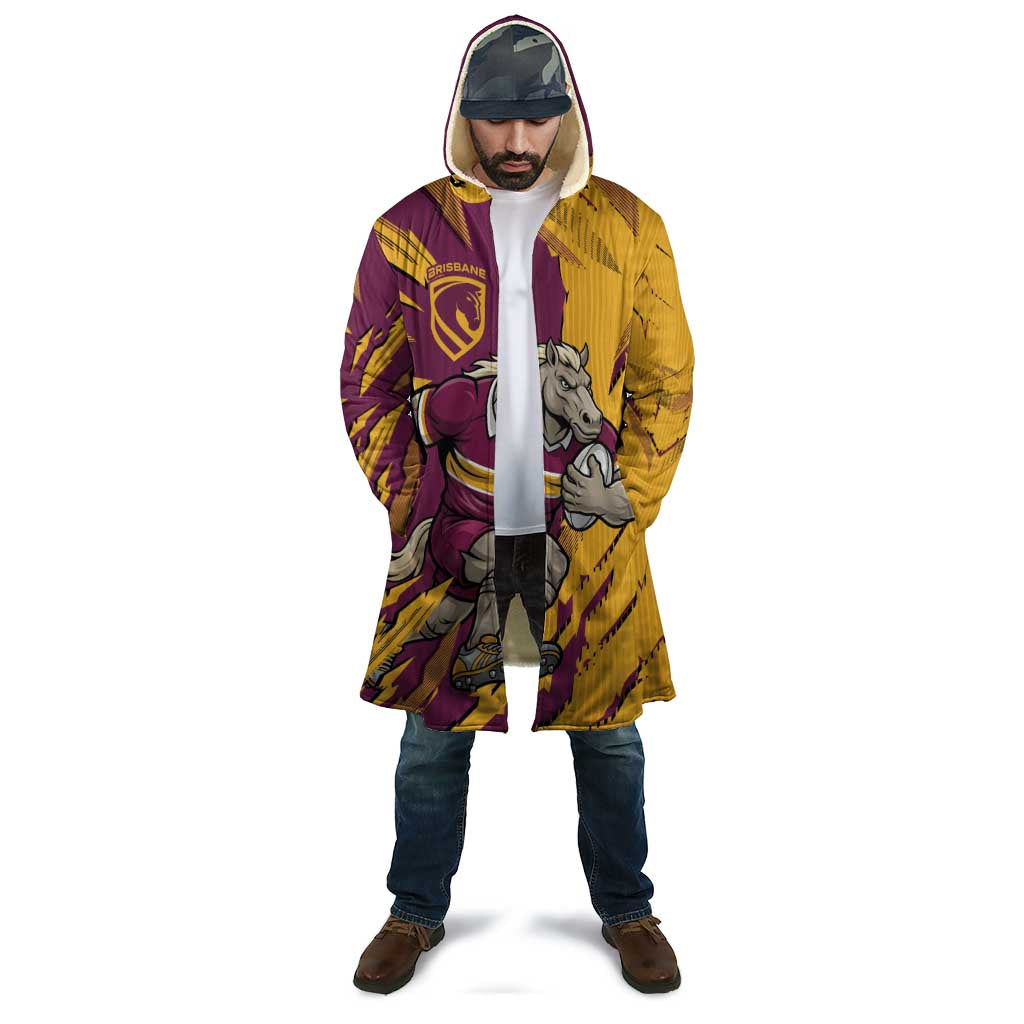 Personalized Brisbane Broncos Cloak Dynamic Lightning Mascot Rugby Australia