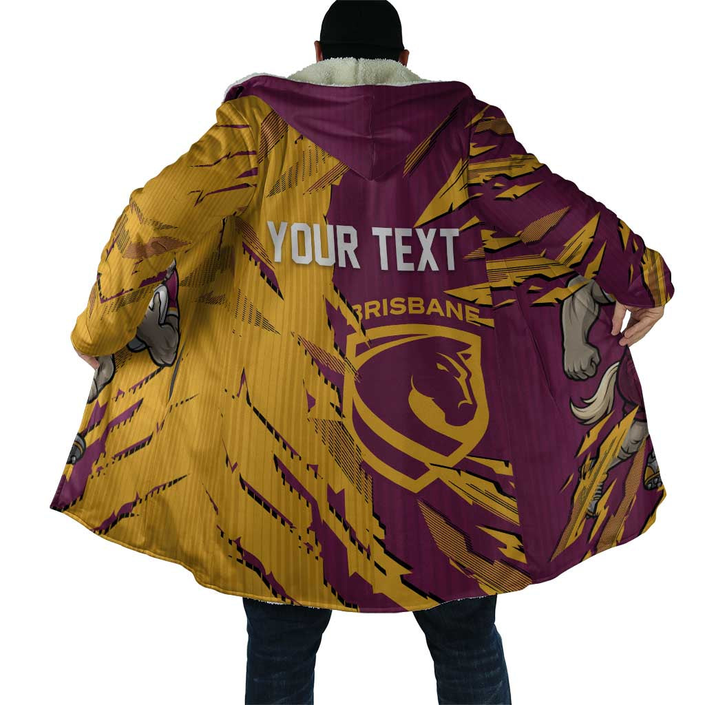 Personalized Brisbane Broncos Cloak Dynamic Lightning Mascot Rugby Australia