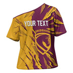 Personalized Brisbane Broncos Cross Shoulder Shirt Dynamic Lightning Mascot Rugby Australia