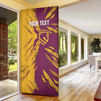 Personalized Brisbane Broncos Door Cover Dynamic Lightning Mascot Rugby Australia