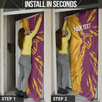 Personalized Brisbane Broncos Door Cover Dynamic Lightning Mascot Rugby Australia