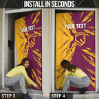 Personalized Brisbane Broncos Door Cover Dynamic Lightning Mascot Rugby Australia