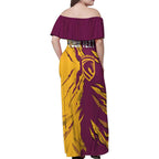 Personalized Brisbane Broncos Family Matching Off Shoulder Maxi Dress and Hawaiian Shirt Dynamic Lightning Mascot Rugby Australia