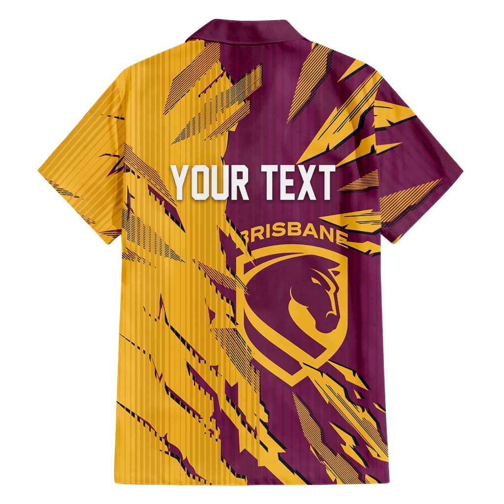 Personalized Brisbane Broncos Family Matching Off Shoulder Short Dress and Hawaiian Shirt Dynamic Lightning Mascot Rugby Australia