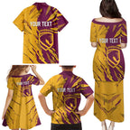 Personalized Brisbane Broncos Family Matching Puletasi and Hawaiian Shirt Dynamic Lightning Mascot Rugby Australia