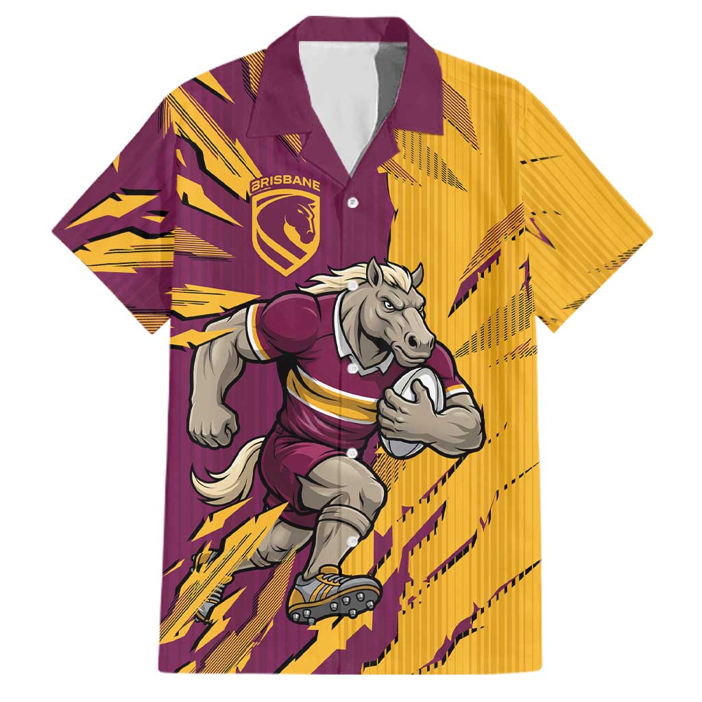 Personalized Brisbane Broncos Family Matching Puletasi and Hawaiian Shirt Dynamic Lightning Mascot Rugby Australia