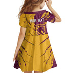 Personalized Brisbane Broncos Family Matching Summer Maxi Dress and Hawaiian Shirt Dynamic Lightning Mascot Rugby Australia
