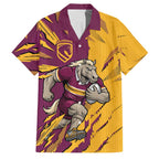 Personalized Brisbane Broncos Family Matching Summer Maxi Dress and Hawaiian Shirt Dynamic Lightning Mascot Rugby Australia