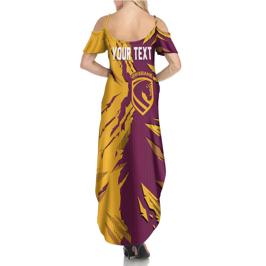 Personalized Brisbane Broncos Family Matching Summer Maxi Dress and Hawaiian Shirt Dynamic Lightning Mascot Rugby Australia