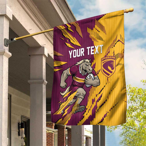 Personalized Brisbane Broncos Garden Flag Dynamic Lightning Mascot Rugby Australia