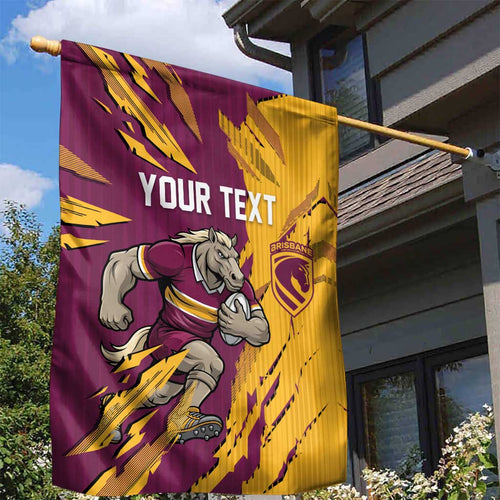 Personalized Brisbane Broncos Garden Flag Dynamic Lightning Mascot Rugby Australia