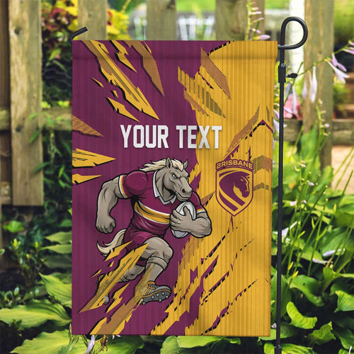 Personalized Brisbane Broncos Garden Flag Dynamic Lightning Mascot Rugby Australia