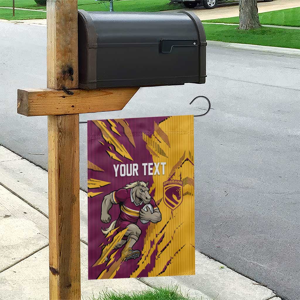 Personalized Brisbane Broncos Garden Flag Dynamic Lightning Mascot Rugby Australia
