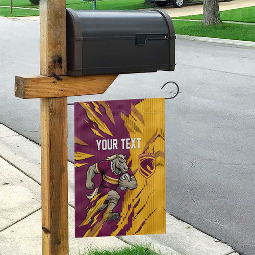 Personalized Brisbane Broncos Garden Flag Dynamic Lightning Mascot Rugby Australia