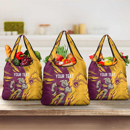 Personalized Brisbane Broncos Grocery Bag Dynamic Lightning Mascot Rugby Australia