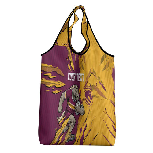 Personalized Brisbane Broncos Grocery Bag Dynamic Lightning Mascot Rugby Australia