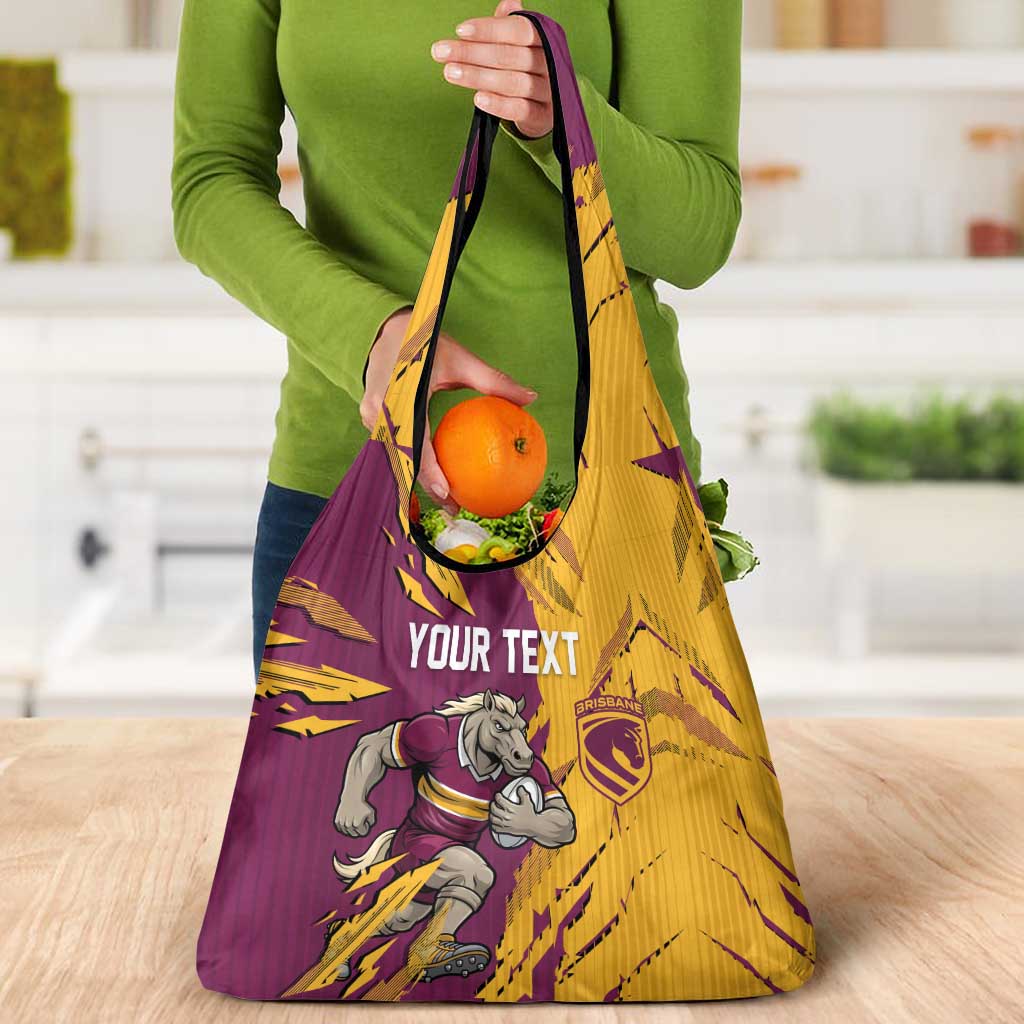 Personalized Brisbane Broncos Grocery Bag Dynamic Lightning Mascot Rugby Australia
