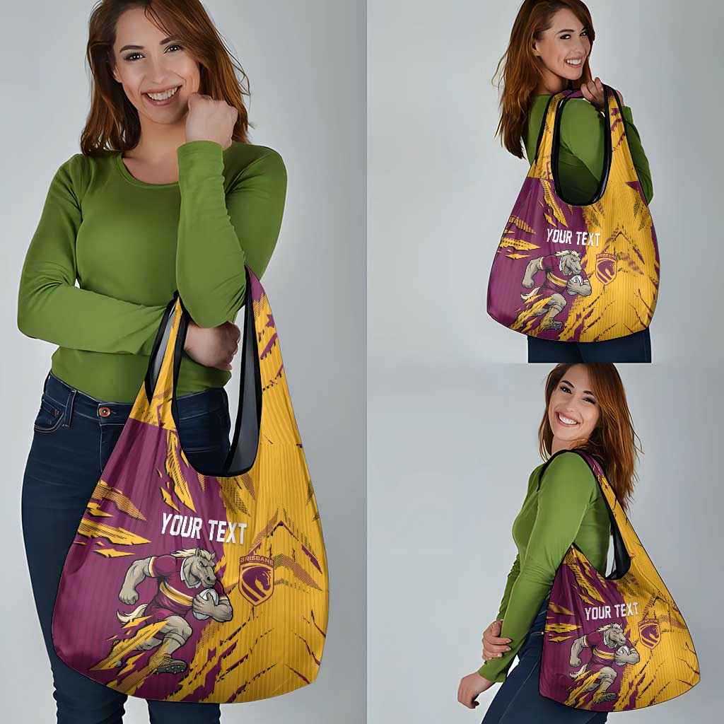 Personalized Brisbane Broncos Grocery Bag Dynamic Lightning Mascot Rugby Australia