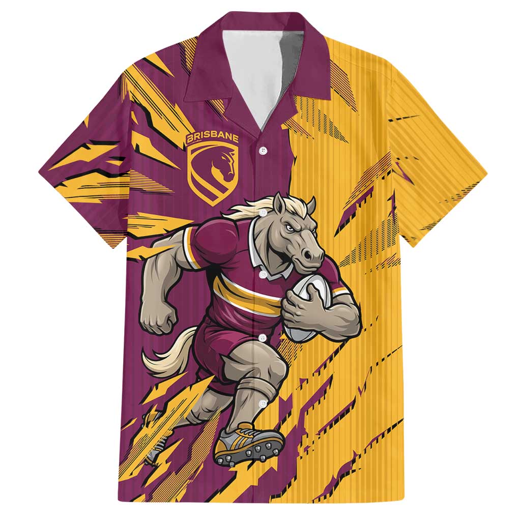Personalized Brisbane Broncos Hawaiian Shirt Dynamic Lightning Mascot Rugby Australia