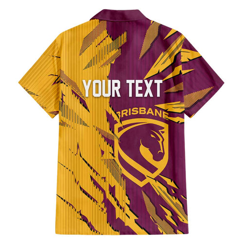Personalized Brisbane Broncos Hawaiian Shirt Dynamic Lightning Mascot Rugby Australia