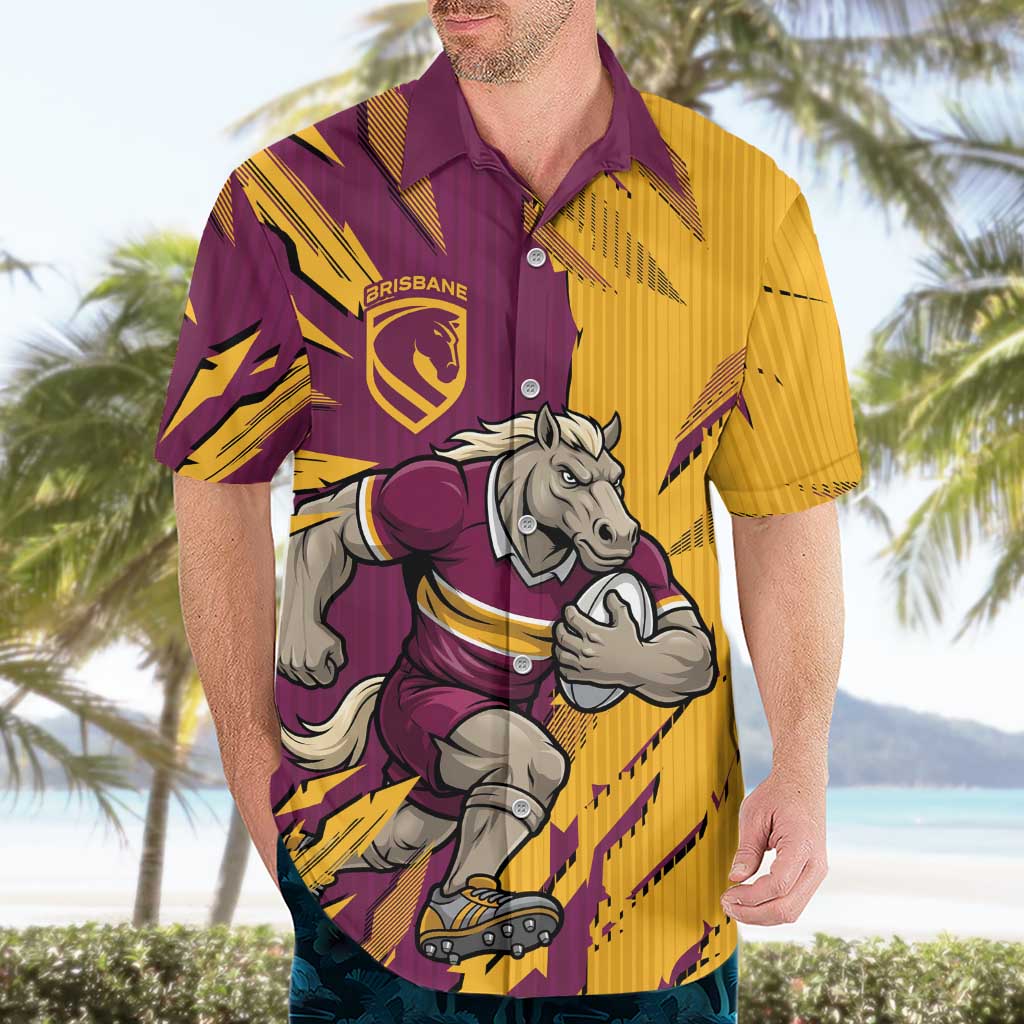 Personalized Brisbane Broncos Hawaiian Shirt Dynamic Lightning Mascot Rugby Australia