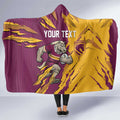 Personalized Brisbane Broncos Hooded Blanket Dynamic Lightning Mascot Rugby Australia